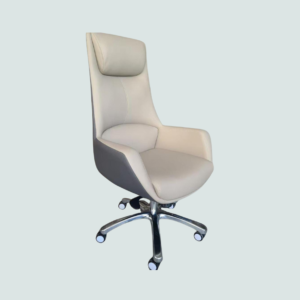 Leather Swivel Chairs – Sculpted Executive Series (Ivory & Slate)