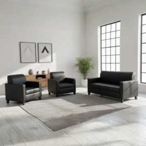 4-seater fully black leather sofas available for your office