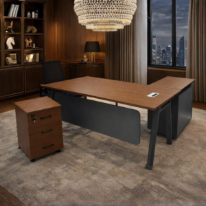Elite Dark Wood Executive L-Shaped Desk