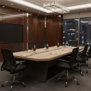 New design and latest models' office meeting table size 2.40 cm  and with 8 chairs