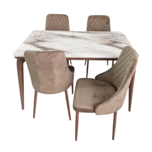 Elite Marble-Finish Dining Collection (Brown & Gold Edition)