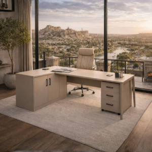 Modern White Executive L-Shaped Desk