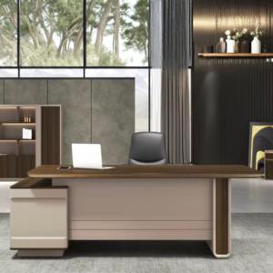 Luxury Two-Tone Executive Desk with Integrated Side Return