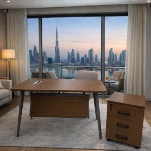 Premium Walnut Executive Desk with Mobile Pedestal