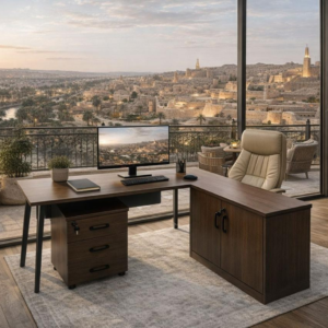 Premium Walnut Executive L-Shaped Workstation