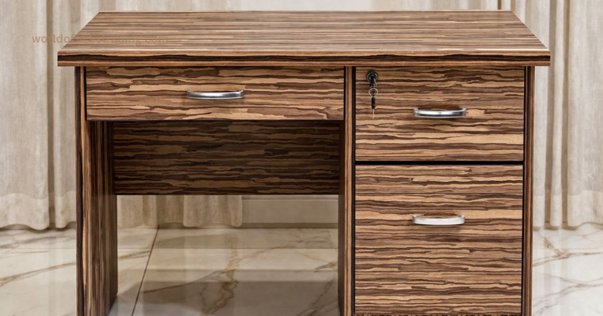 Small Office Table for Home – Compact Wooden Desk with Storage